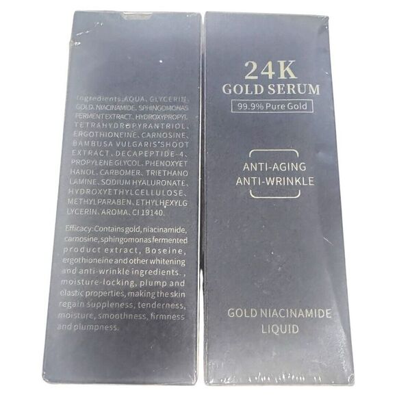 24K Gold Serum - Gold Niacinamide Liquid - Anti Aging - 2 PACK - 1 fl oz each - Picture 1 of 2
